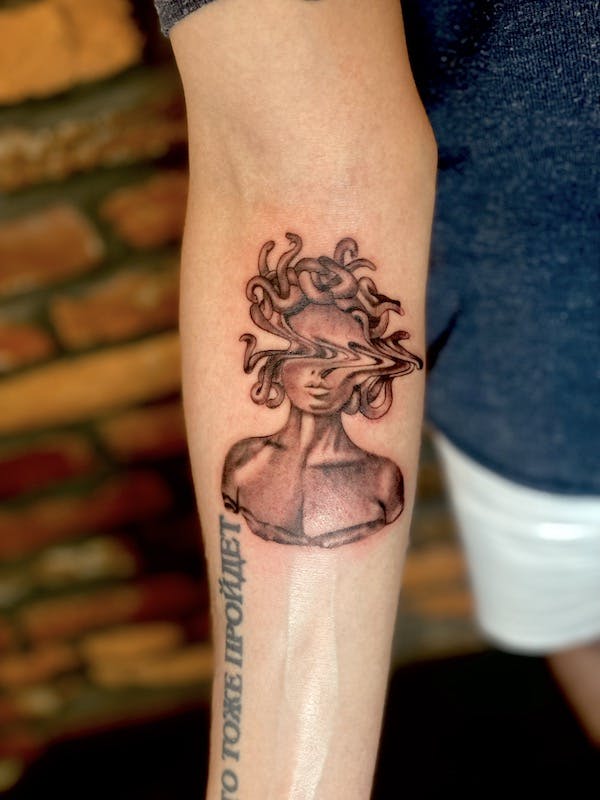 #22 Brian, Black _ Grey realism Tattoo, Medusa Arm