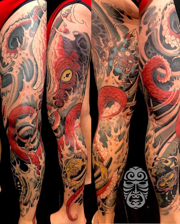 Fatty 24 Octopus Leg Sleeve Tattoo