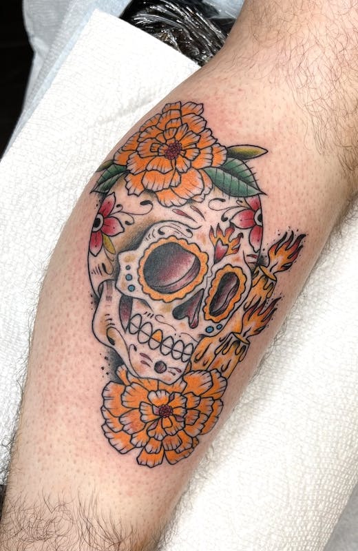 Day of the Dead Skull Tattoo by Rubio, Fattys Tattoos & Piercings