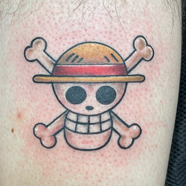 10 Mikey color one piece Jolly Roger anime tattoo
