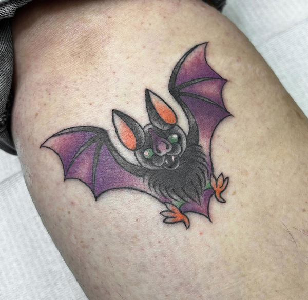 6-Ashley, artist at Fattys Tattoos _ Piercings, Bat tattoo