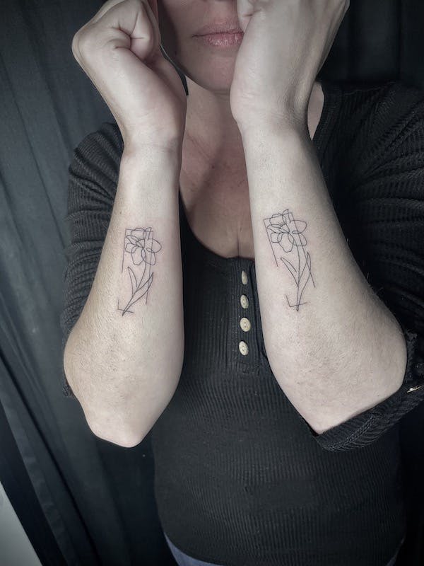 Geometric floral tattoo by Gabe, Fattys Tattoos & Piercings