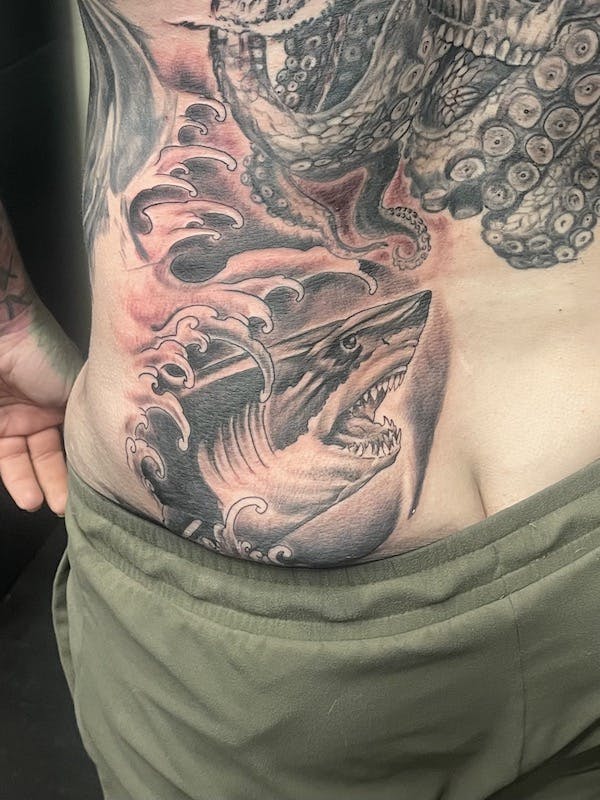Shark Tattoo by Mikey, Fattys Tattoos & Piercings