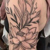 22Matt-Fattys-Tattoos-_-Piercings-Washington-DC-black-and-gray-floral-tattoo-on-arm-166×300