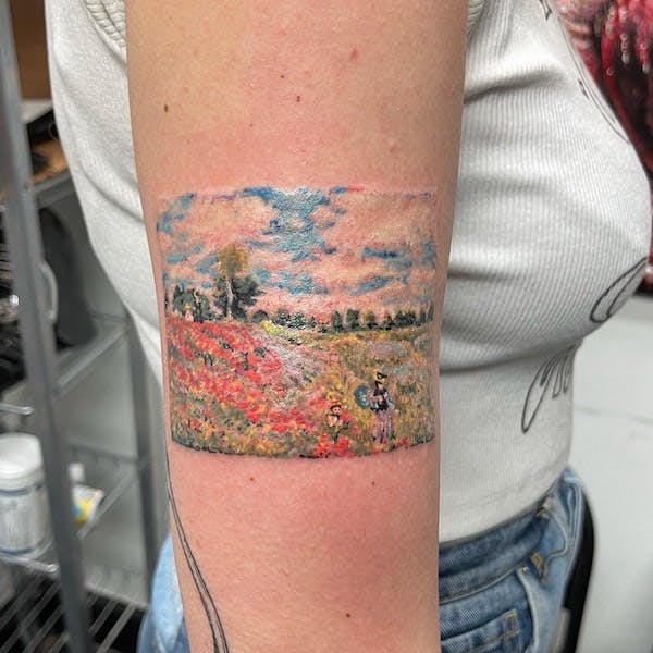 12 Mikey miniature “poppies” tattoo by Claude Monet