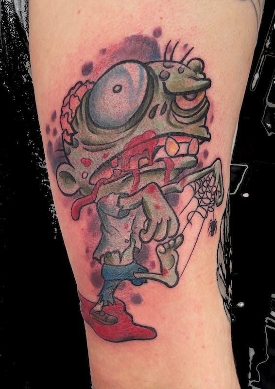 4 Mikey neo traditional color zombie tattoo